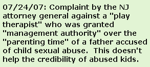 Child Custody Evaluations - New Jersey complaint of attorney general against play-therapist parenting time manager