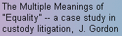 Equality - custody litigation-parenting evaluations - parenting plans