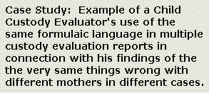 Child Custody Evaluations - Child custody evaluator repeats the same language and findings in multiple custody evaluation reports