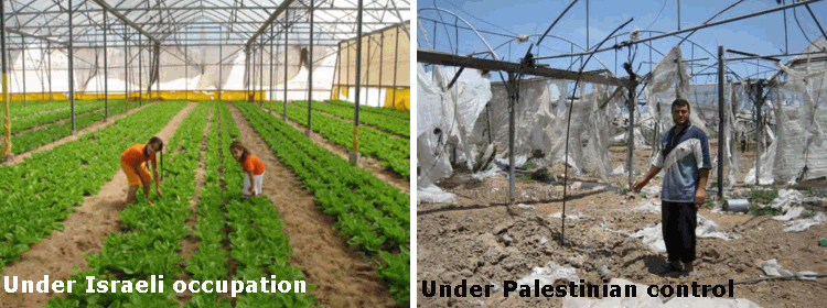 Same location under Israeli occupation and then under Palestinian control