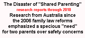 Shared Parenting Disaster - research from Australia since 2006 changes in the family laws