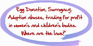 Violence against motherhood: surrogacy, egg donation, international adoptions and child trafficking, exploitation of women's 
bodies