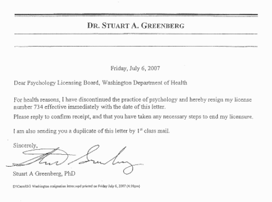Stuart Greenberg resignation letter